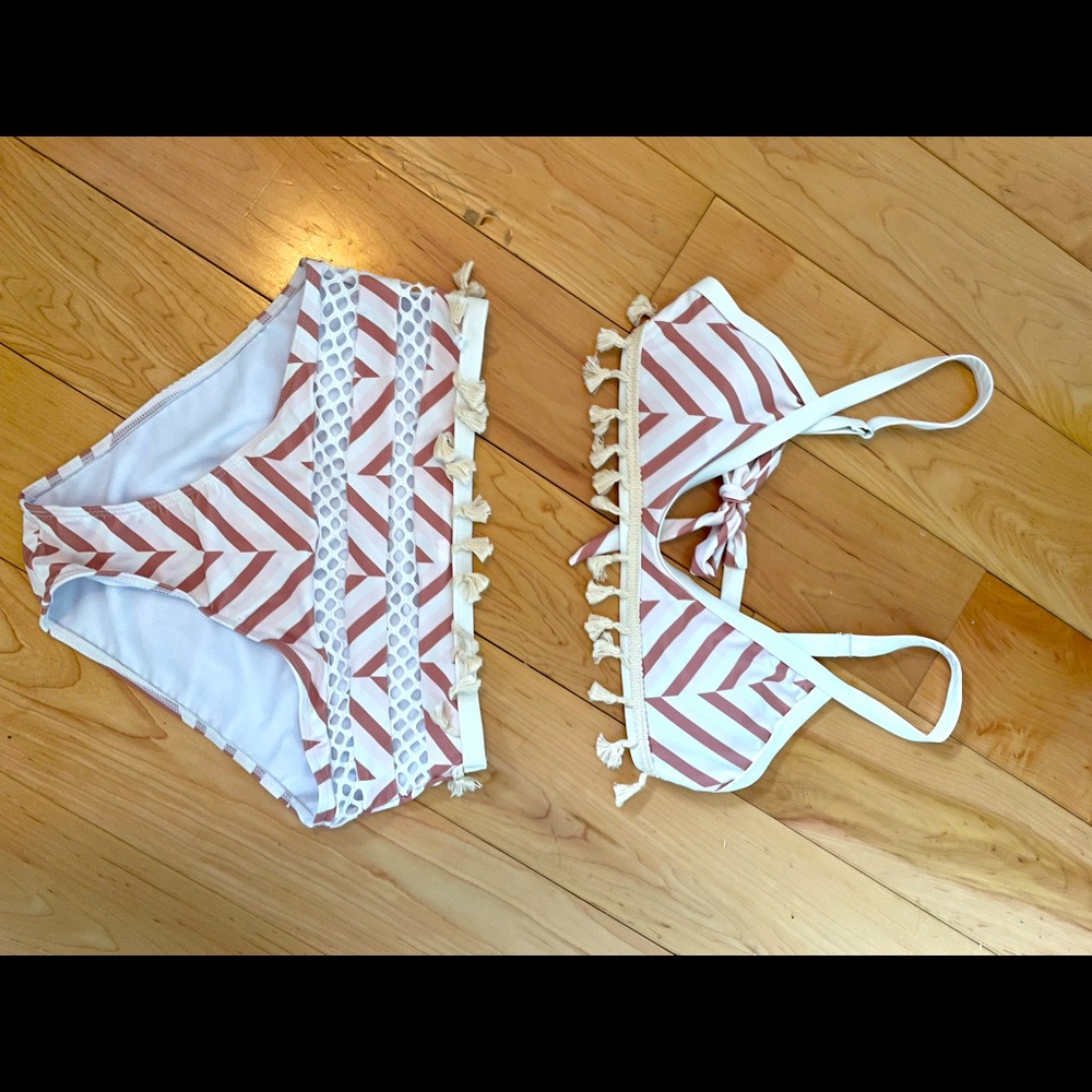 High waisted white, pink and nude size medium bikini